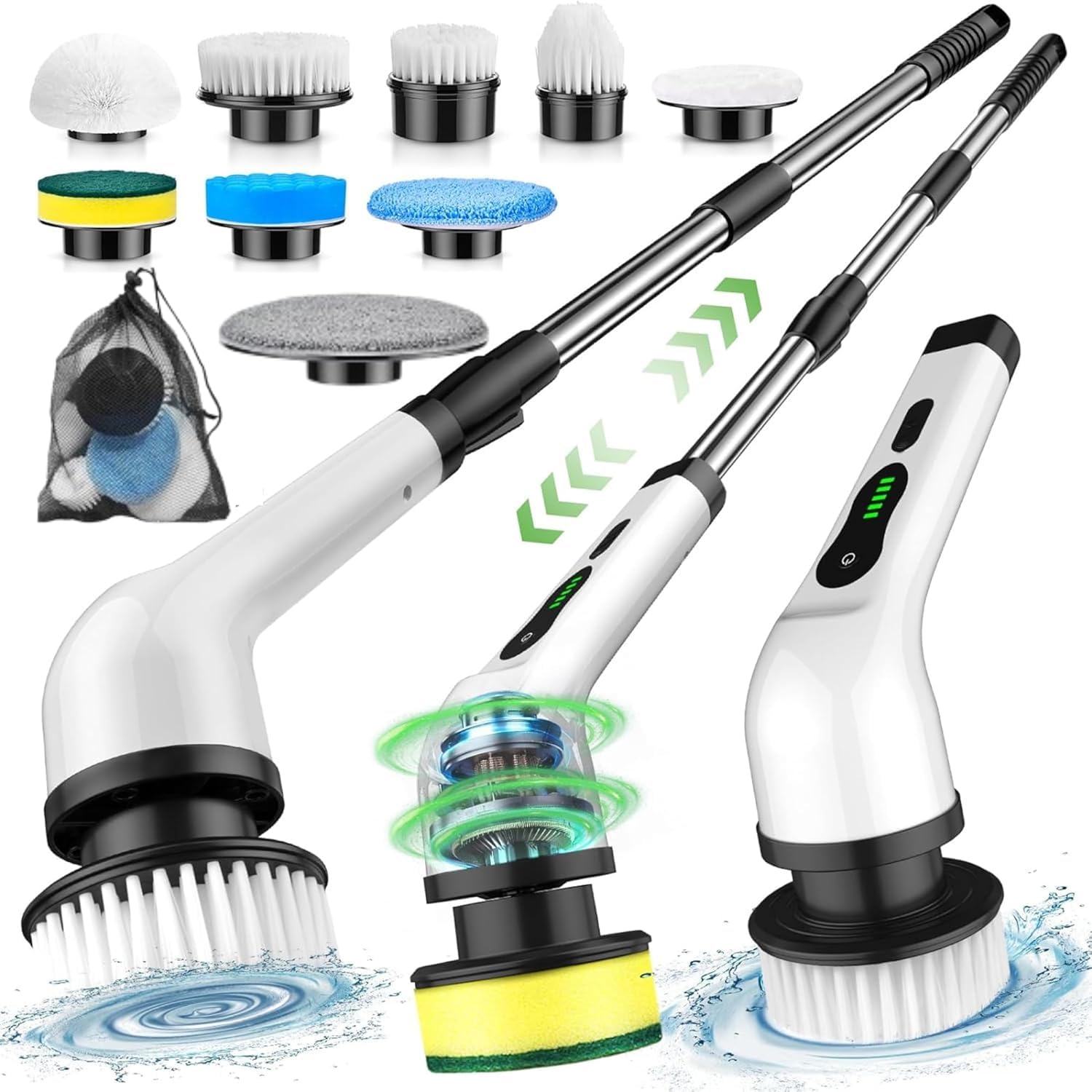 Electric Spin Scrubber, Cordless Cleaning Brush with 8 Replaceable Brush Heads